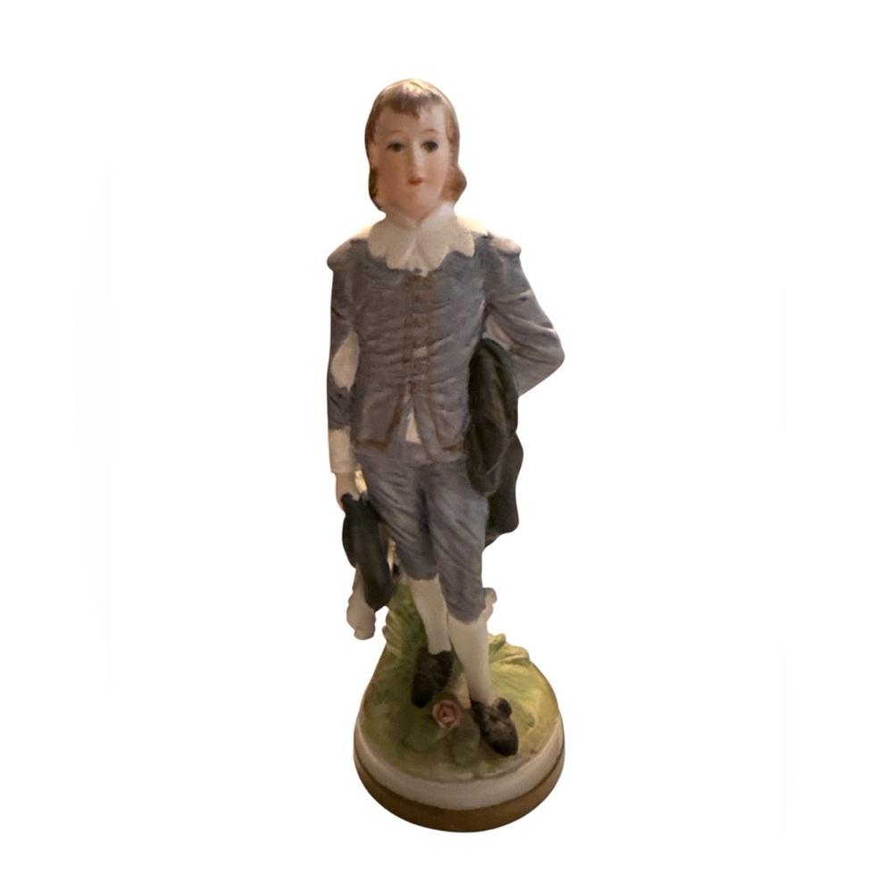 Vintage Ardco Elegant Porcelain Boy Figurine in Blue and White
